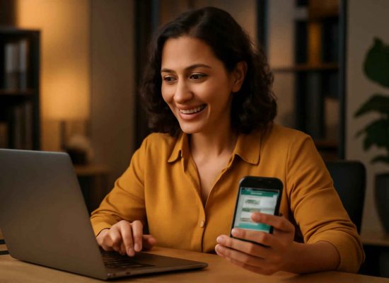 Empresário utilizando chatbot no WhatsApp em microempresa