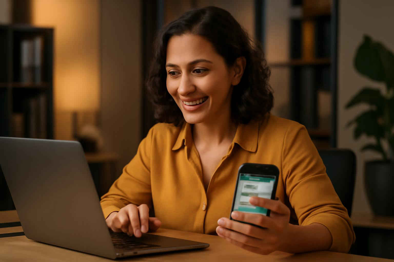 Empresário utilizando chatbot no WhatsApp em microempresa