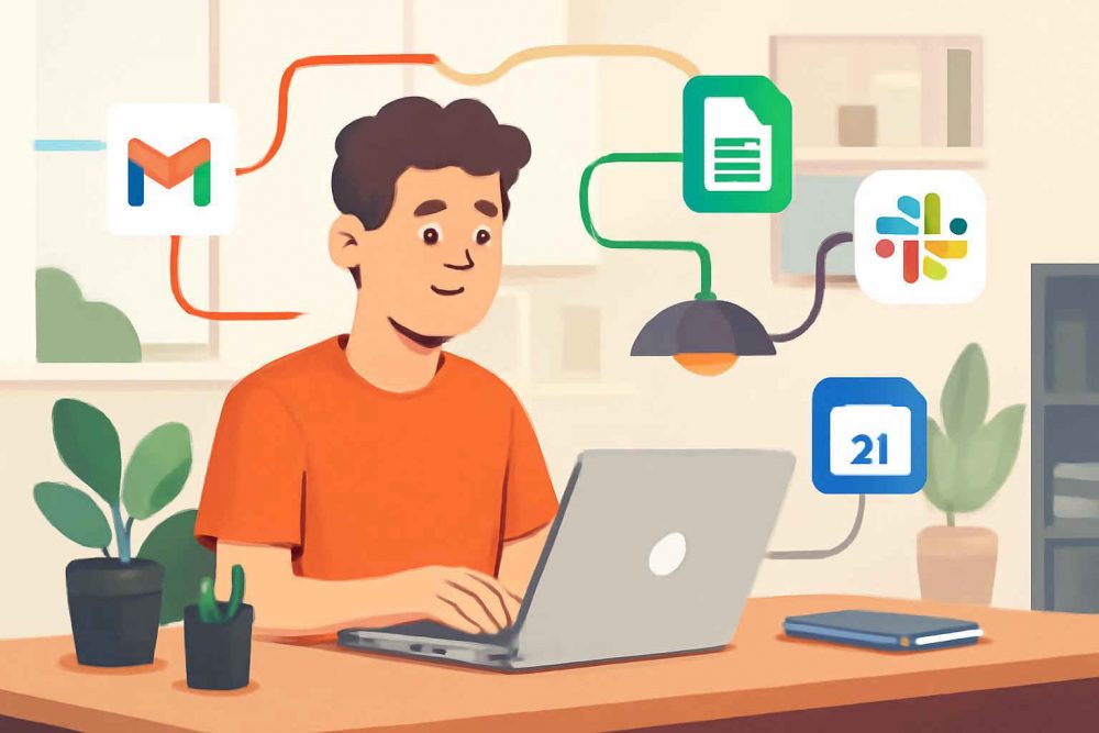 Representação de automação de processos administrativos com Zapier em microempresa