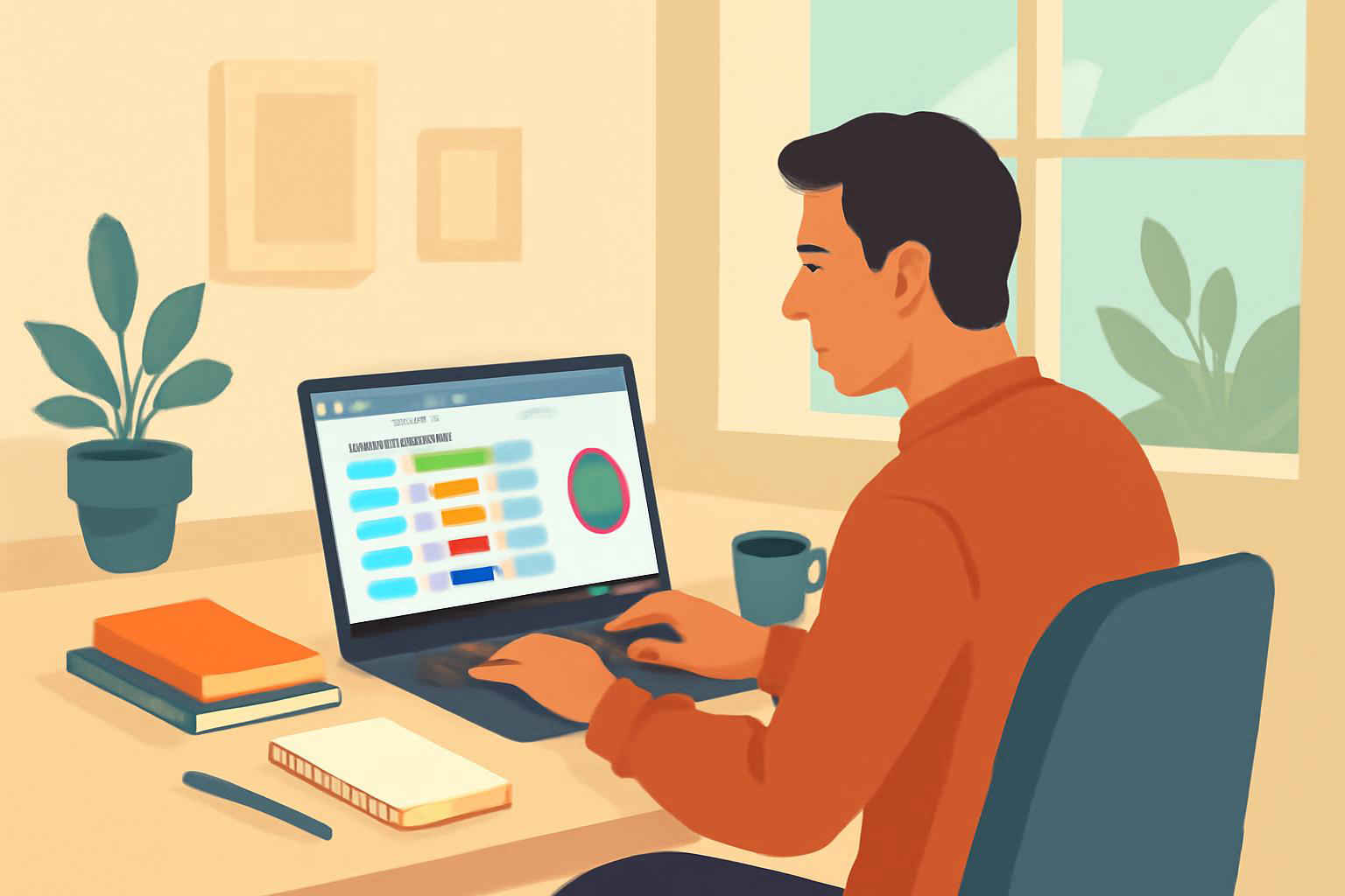 Profissional trabalhando com Airtable em escritório moderno