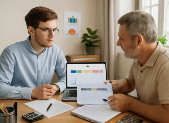 Profissional administrativo analisando uma matriz SIPOC para mapear processos em uma microempresa